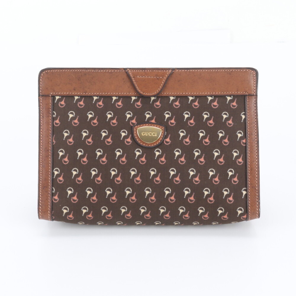 Gucci Old Horsebit Pattern Leather Clutch Bag Handbag Second Pouch Tote for W...